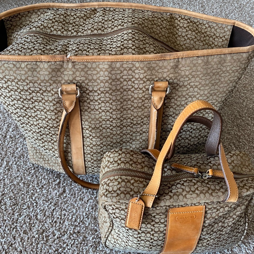 Vintage Coach Weekender Bag with Cosmetic Case